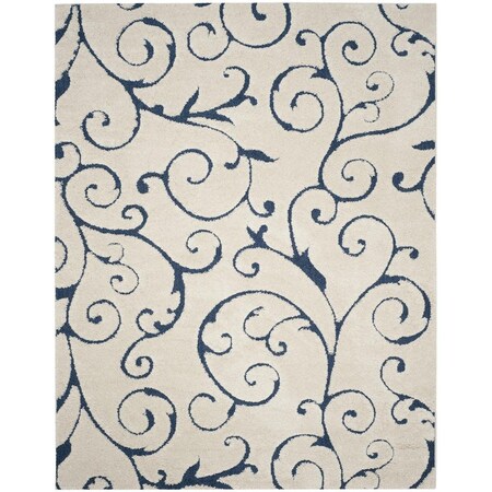 Safavieh 8 ft. 6 in. x 12 ft. Shag Power Loomed Large Rectangular Area Rug; Cream & Blue SG455-1165-9